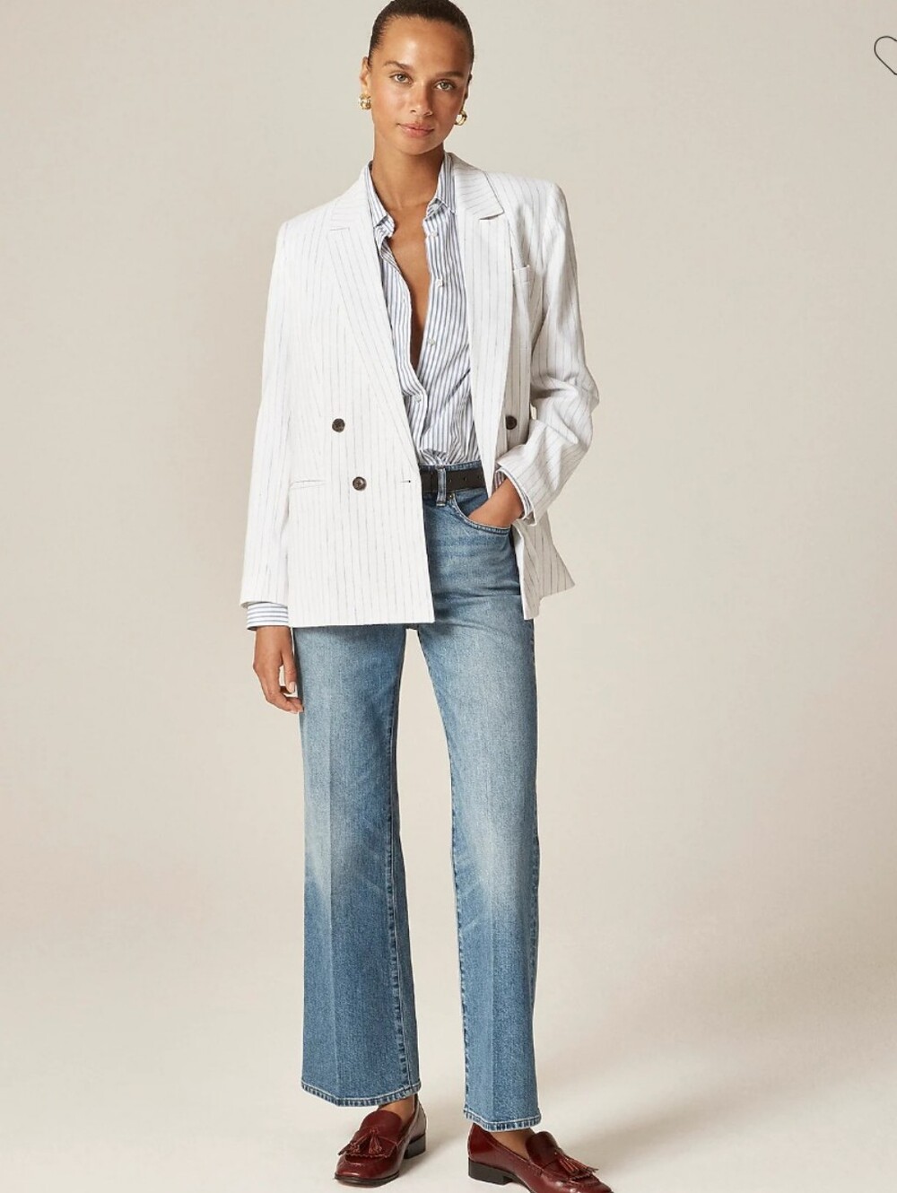 J Crew Jules classic-fit shirt in striped cotton poplin CN878 Size 8 Petite NEW - Picture 3 of 7
